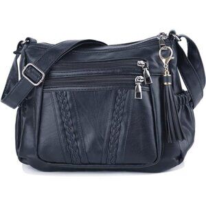 Black Crossbody Bags Pocketbooks Soft PU Leather Purses and‎ Handbags for Women